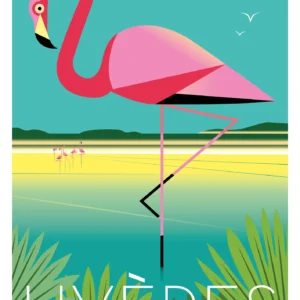 003-Flamant Rose Hyères, Affiche, Tirage Art, Digigraphie, Illustration, œuvre, Poster, Fine Art, Design. Monsieur Z