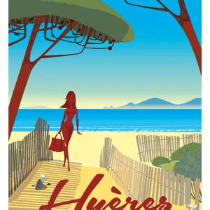 004-Hyères plage, Porquerolles, Port-cros, Levant, Affiche, Tirage Art, Digigraphie, Illustration, œuvre, Poster, Fine Art, Design. Monsieur Z