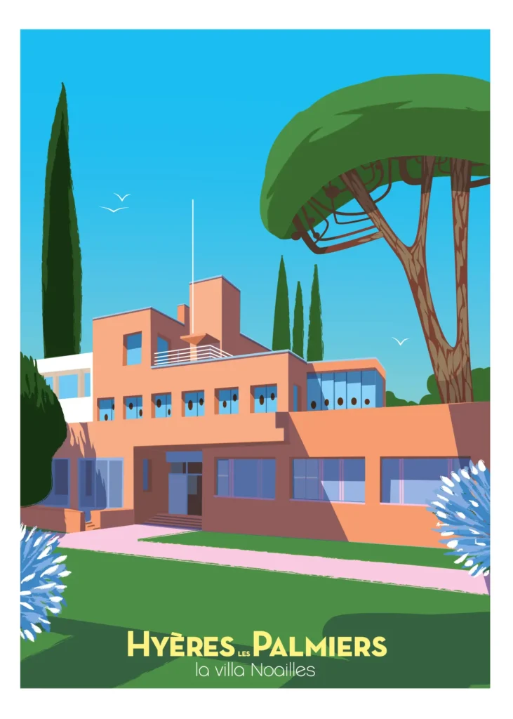 Affiche Villa Noailles Monsieur Z Tirage Art, Hyères les palmiers. Architecture design. 