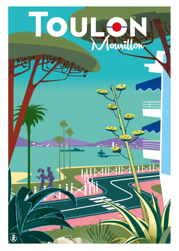 012-Mourillon Toulon 2 côte d'azur, Affiche, Tirage Art, Digigraphie, Illustration, œuvre, Poster, Fine Art, Design. Monsieur Z