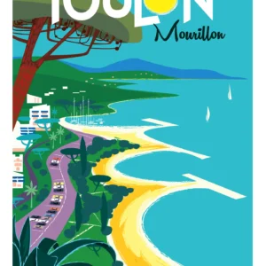 014-Toulon mourillon 3 anses côte d'azur, Affiche, Tirage Art, Digigraphie, Illustration, œuvre, Poster, Fine Art, Design. Monsieur Z