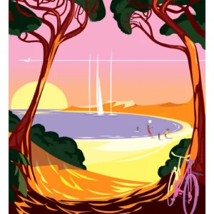 017-Porquerolles Rose, l'île au trésor, Affiche, Tirage Art, Digigraphie, Illustration, œuvre, Poster, Fine Art, Design. Monsieur Z