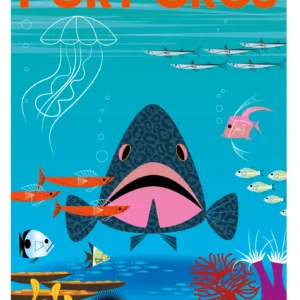 038-Port-Cros mérou, Parc National, Affiche, Tirage Art, Digigraphie, Illustration, œuvre, Poster, Fine Art, Design. Monsieur Z