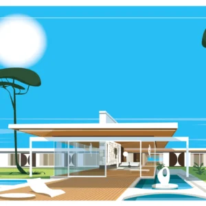 045-Neutra architecture, femme, neutra, mid-century, Affiche, Tirage Art, Digigraphie, Illustration, œuvre, Poster, Fine Art, Design. Monsieur Z