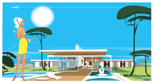 045-Neutra architecture, femme, neutra, mid-century, Affiche, Tirage Art, Digigraphie, Illustration, œuvre, Poster, Fine Art, Design. Monsieur Z