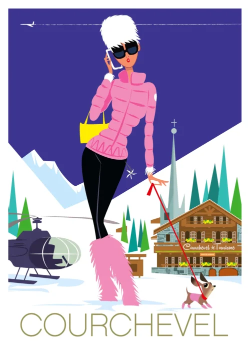 047-courchevel, Affiche, Tirage Art, Digigraphie, Illustration, œuvre, Poster, Fine Art, Design. Monsieur Z