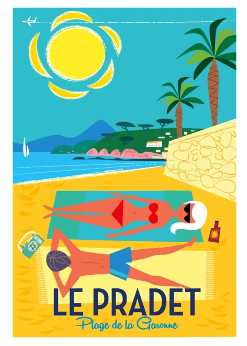 051-Le Pradet Plage de la Garonne, Affiche, Tirage Art, Digigraphie, Illustration, œuvre, Poster, Fine Art, Design. Monsieur Z