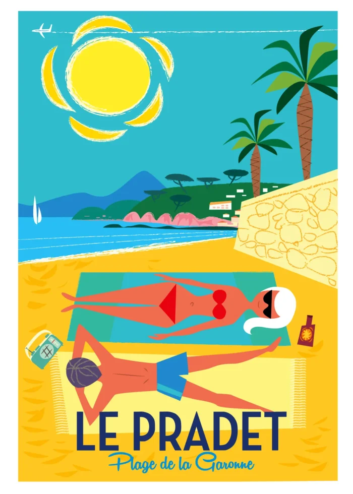 Affiche de la plage de la Garonne au Pradet par Monsieur Z