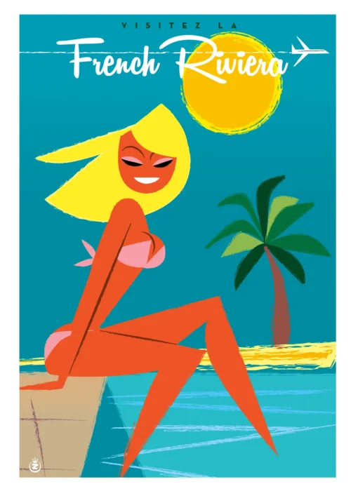 053-french Riviera flat, Affiche, Tirage Art, Digigraphie, Illustration, œuvre, Poster, Fine Art, Design. Monsieur Z