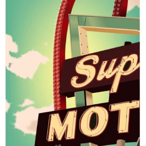 057motel sign, Affiche, Tirage Art, Digigraphie, Illustration, œuvre, Poster, Fine Art, Design. Monsieur Z