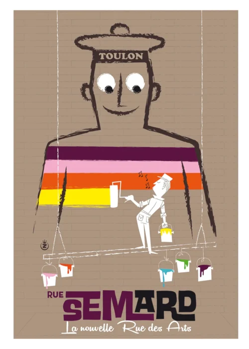 062-RUE SEMARD la nouvelle rue de arts, Affiche, Tirage Art, Digigraphie, Illustration, œuvre, Poster, Fine Art, Design. Monsieur Z