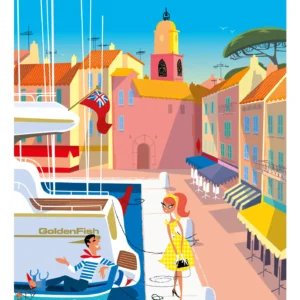 064-Saint Tropez, Affiche, Tirage Art, Digigraphie, Illustration, œuvre, Poster, Fine Art, Design. Monsieur Z