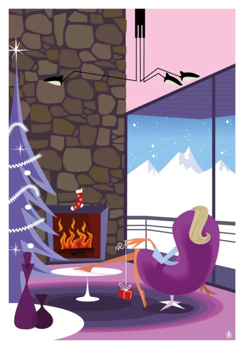 072- Genève Noël, skin cheminée, Affiche, Tirage Art, Digigraphie, Illustration, œuvre, Poster, Fine Art, Design. Monsieur Z