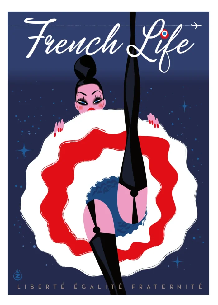 Affiche d'une danseuse de French Cancan en cabaret par Monsieur Z