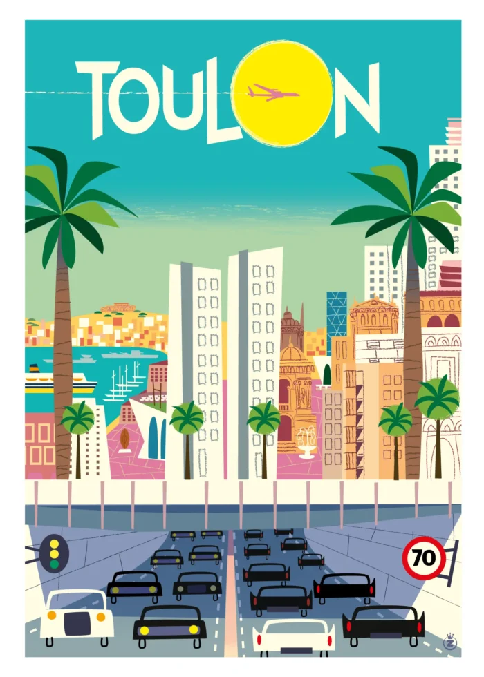 Affiche du tunnel de Toulon baigné de lumière en journée par Monsieur Z