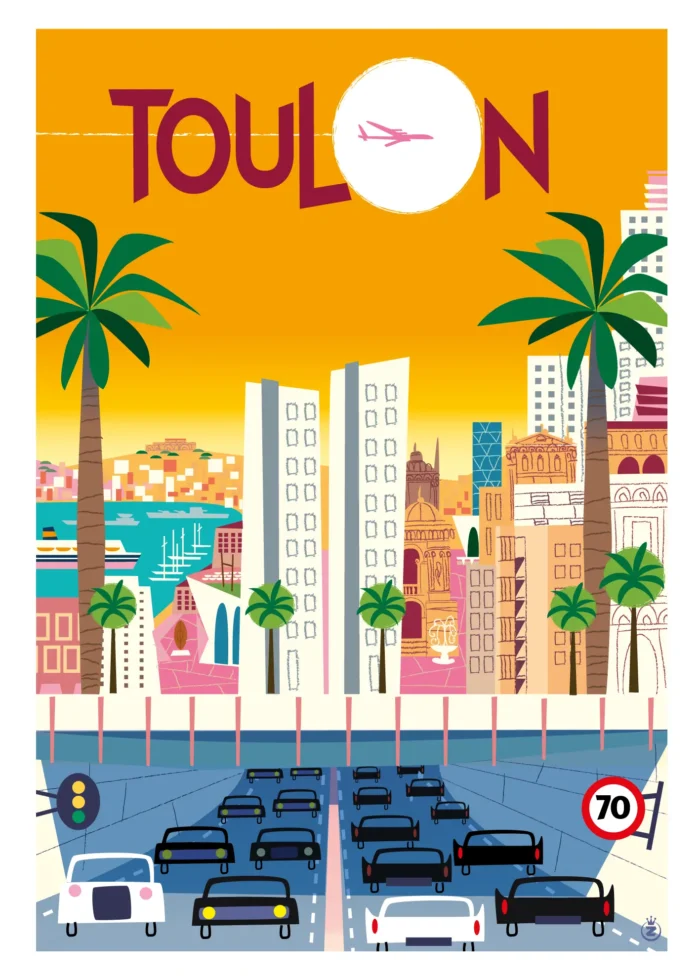 Affiche du tunnel de Toulon baigné par la lumière du crépuscule par Monsieur Z