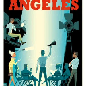 089-Los Angeles Hollywood sous les projecteur, Affiche, Tirage Art, Digigraphie, Illustration, œuvre, Poster, Fine Art, Design. Monsieur Z