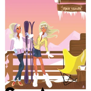 096-Le refuge d'altitude ski Alpin, Affiche, Tirage Art, Digigraphie, Illustration, œuvre, Poster, Fine Art, Design. Monsieur Z