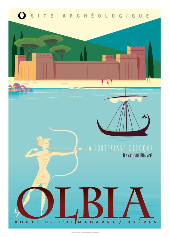 Affiche des vestiges de la forteresse grecque d'Olbia à Hyères par Monsieur Z