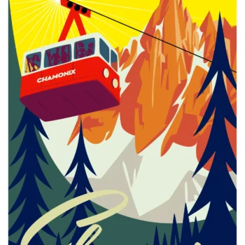 099-Chamonix Aiguille du Dru 2, Affiche, Tirage Art, Digigraphie, Illustration, œuvre, Poster, Fine Art, Design. Monsieur Z
