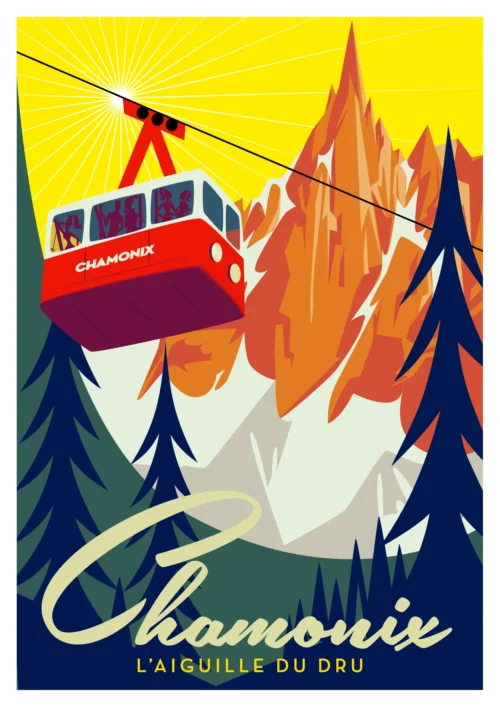 099-Chamonix Aiguille du Dru 2, Affiche, Tirage Art, Digigraphie, Illustration, œuvre, Poster, Fine Art, Design. Monsieur Z