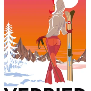 105-Verbier val de bagnes suisse, Affiche, Tirage Art, Digigraphie, Illustration, œuvre, Poster, Fine Art, Design. Monsieur Z