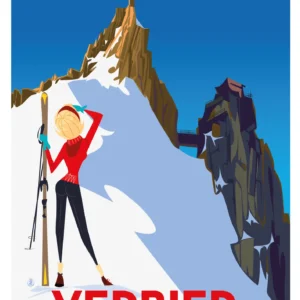 110-Verbier mont gelé, suisse 3023m, Affiche, Tirage Art, Digigraphie, Illustration, œuvre, Poster, Fine Art, Design. Monsieur Z
