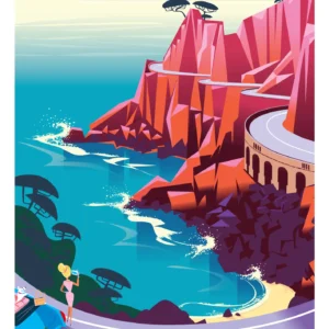116-saint raphaël corniche d'or, Affiche, Tirage Art, Digigraphie, Illustration, œuvre, Poster, Fine Art, Design. Monsieur Z