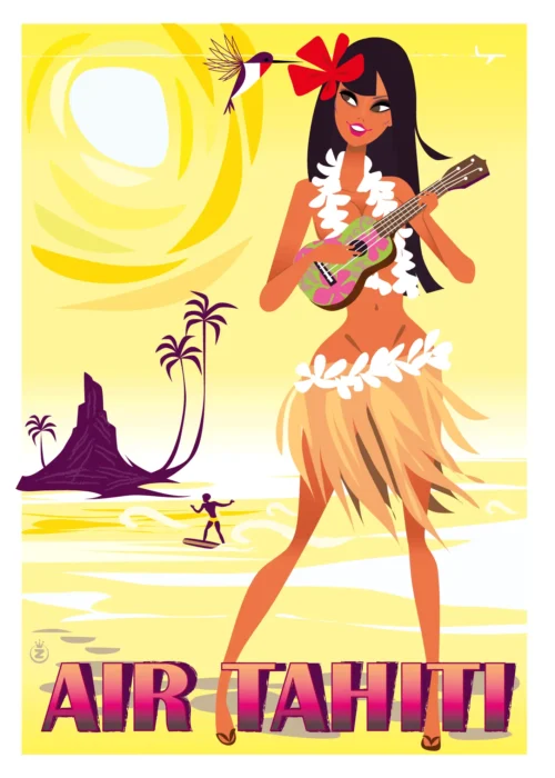 123-air tahiti Affiche, Tirage Art, Digigraphie, Illustration, œuvre, Poster, Fine Art, Design. Monsieur Z
