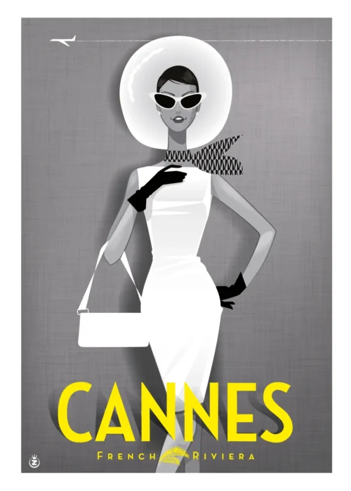 135-cannes noir & blanc Affiche, Tirage Art, Digigraphie, Illustration, œuvre, Poster, Fine Art, Design. Monsieur Z