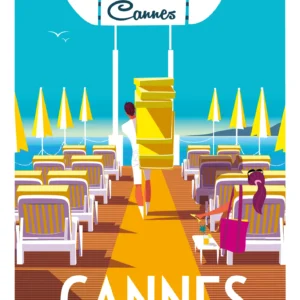 138-cannes ponton, French Riviera, Affiche, Tirage Art, Digigraphie, Illustration, œuvre, Poster, Fine Art, Design. Monsieur Z