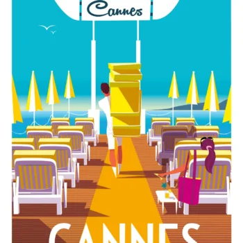 138-cannes ponton, French Riviera, Affiche, Tirage Art, Digigraphie, Illustration, œuvre, Poster, Fine Art, Design. Monsieur Z