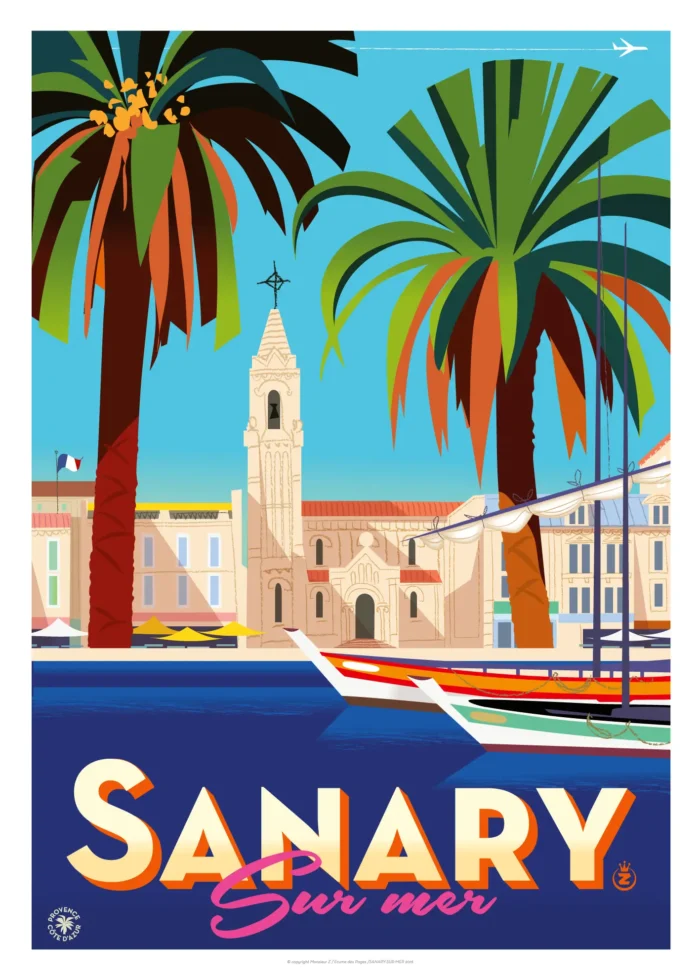 140-Sanary Monsieur Z 140-Sanary sur mer, Affiche, Tirage Art, Digigraphie, Illustration, œuvre, Poster, Fine Art, Design. Monsieur Z