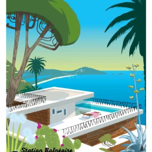 143-carqueiranne La californie, vu sur la mer, Affiche, Tirage Art, Digigraphie, Illustration, œuvre, Poster, Fine Art, Design. Monsieur Z