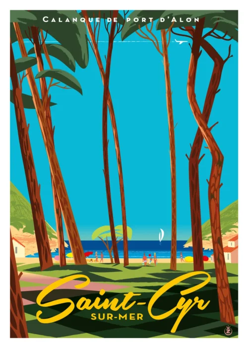 148-Saint-Cyr sur mer Calanque de port d'Alon, Affiche, Tirage Art, Digigraphie, Illustration, œuvre, Poster, Fine Art, Design. Monsieur Z