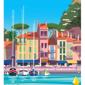 149-cassis port Méditerranée, Affiche, Tirage Art, Digigraphie, Illustration, œuvre, Poster, Fine Art, Design. Monsieur Z