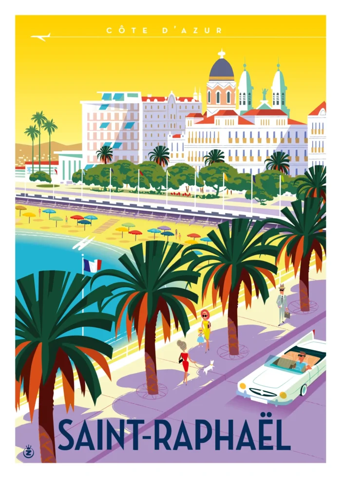 Affiche de Saint-Raphaël un jour d'été par Monsieur Z