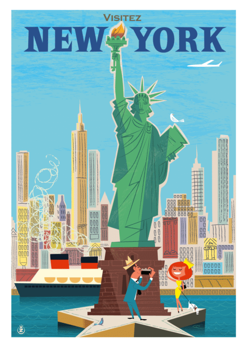 164-liberty statue NYC, New York, Affiche, Tirage Art, Digigraphie, Illustration, œuvre, Poster, Fine Art, Design. Monsieur Z