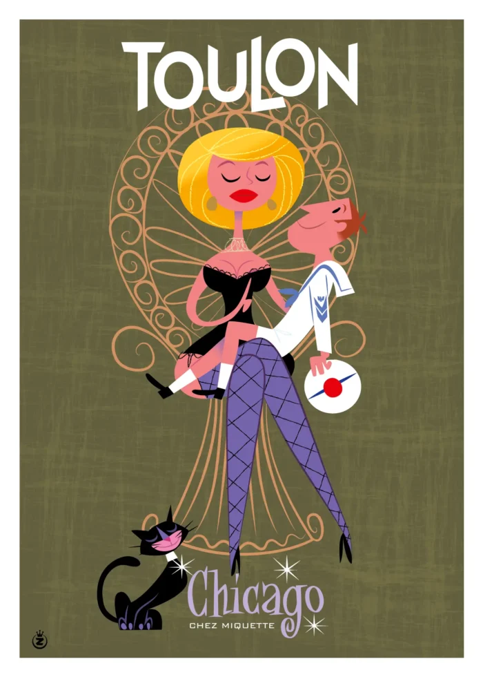 Affiche d'un marin tombé sous le charme de Miquette à Toulon par Monsieur Z