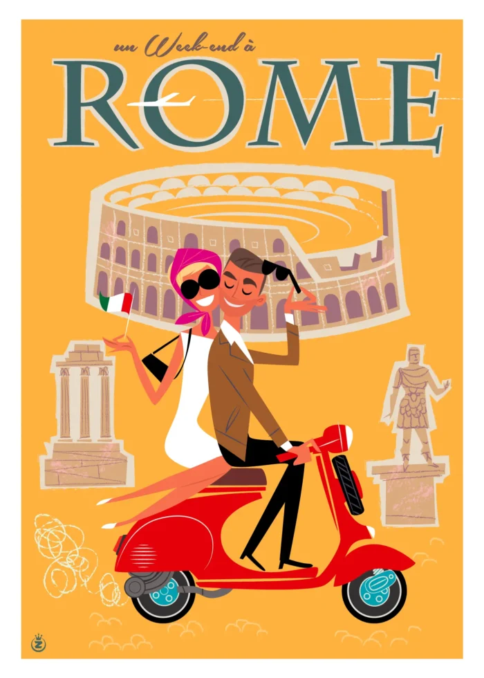 Affiche de Rome et de sa dolce vita par Monsieur Z