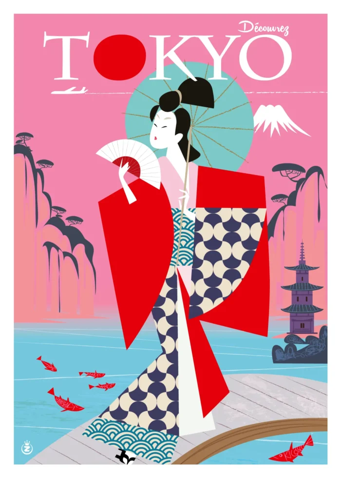 173-Découvrez tokyo, japon, Affiche, Tirage Art, Digigraphie, Illustration, œuvre, Poster, Fine Art, Design. Monsieur Z