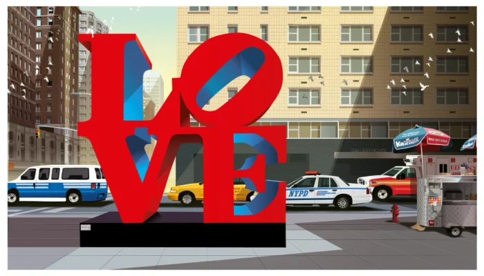 Affiche de la sculpture Love, icône Pop Art new-yorkaise, par Monsieur Z