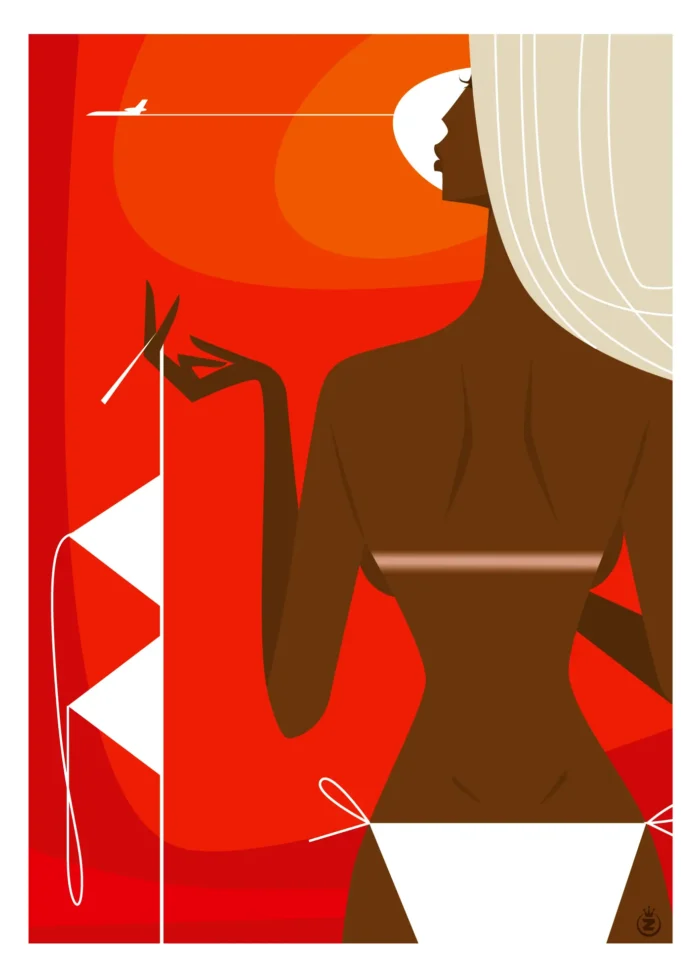 Affiche humoristique d'une scène de canicule par Monsieur Z