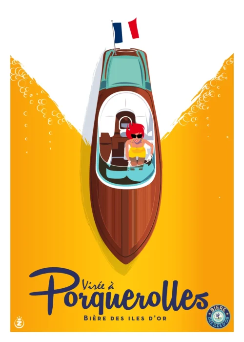 192-biere virée à porquerolles Affiche, Tirage Art, Digigraphie, Illustration, œuvre, Poster, Fine Art, Design. Monsieur Z