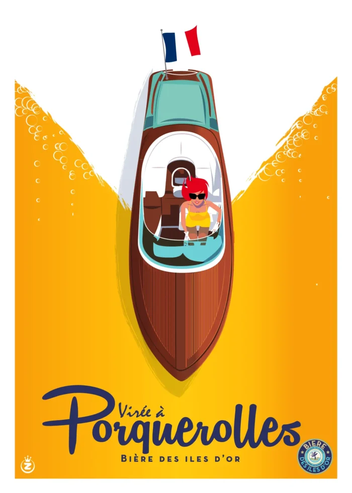 192-biere virée à porquerolles Affiche, Tirage Art, Digigraphie, Illustration, œuvre, Poster, Fine Art, Design. Monsieur Z