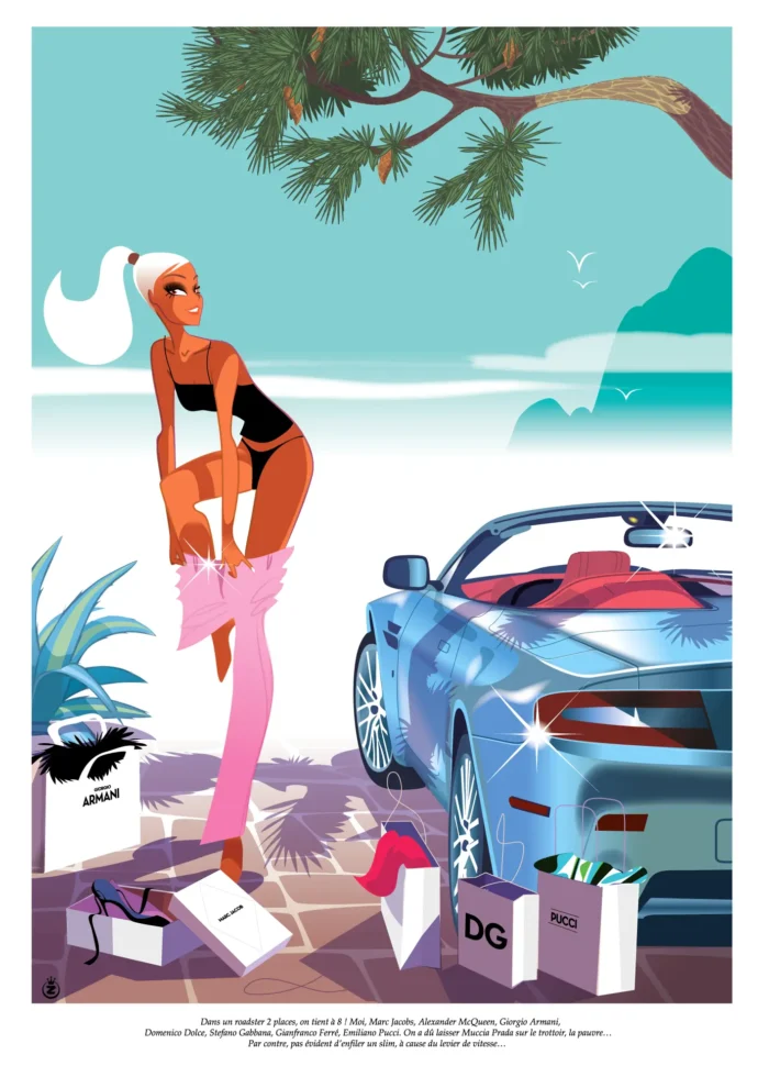 Affiche d'une séance d'essayage après shopping par Monsieur Z