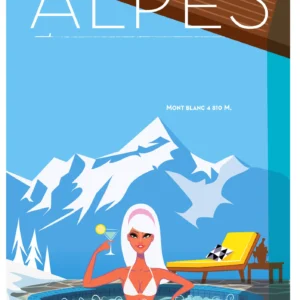 197-Alpes Jacuzzi 2 mont blanc 4810m, Affiche, Tirage Art, Digigraphie, Illustration, œuvre, Poster, Fine Art, Design. Monsieur Z