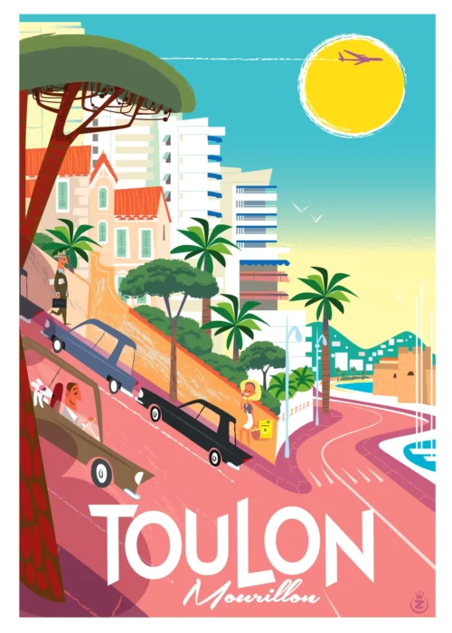 200-toulon ça monte mourillon, Affiche, Tirage Art, Digigraphie, Illustration, œuvre, Poster, Fine Art, Design. Monsieur Z