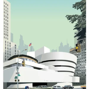 066- guggenheim musée, The Solomo, R. Guggenheim museum, Affiche, Tirage Art, Digigraphie, Illustration, œuvre, Poster, Fine Art, Design. Monsieur Z