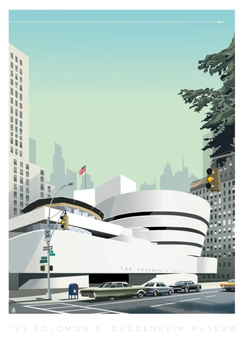 066- guggenheim musée, The Solomo, R. Guggenheim museum, Affiche, Tirage Art, Digigraphie, Illustration, œuvre, Poster, Fine Art, Design. Monsieur Z